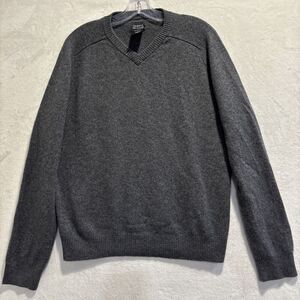 George 100% Cashmere Sweater Gray V Neck Pullover Long Sleeve Men's Medium 38 40